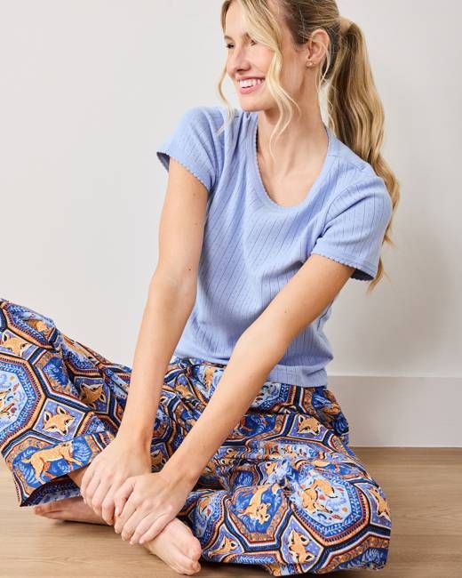 Fancy Fox - Petite PJ Pants - French Blue