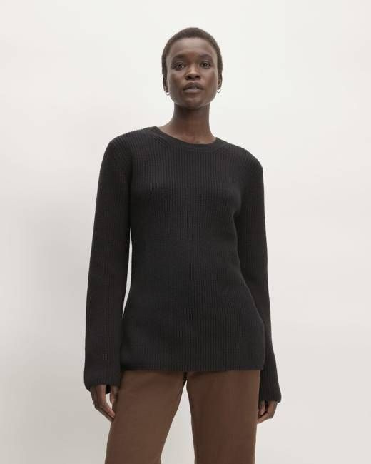 The Organic Cotton Slim Crew Sweater | Black