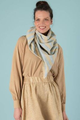 Botanical Stripes Hand Woven Scarf - Indigo and pomegranate