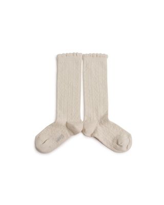 Collegien Pointelle Organic Cotton Knee high Socks - cream