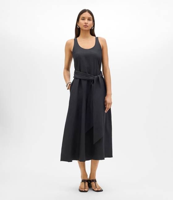 Sarong Linen Dress | Black