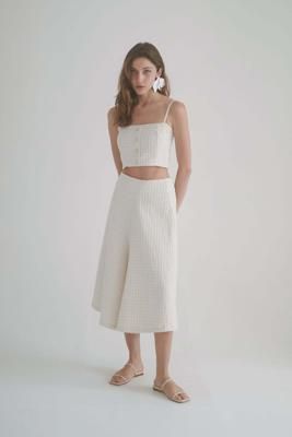 ECRU WAFFLE SKIRT CULOTTES
