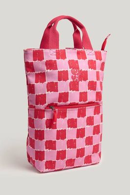 Dylan - Cotton Backpack in Pink & Red Blurred Checkerboard