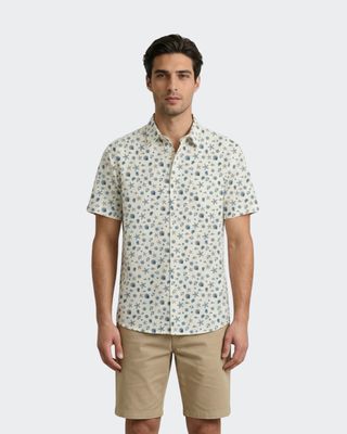 Nautical Print Short-Sleeve Button-Down Shirt