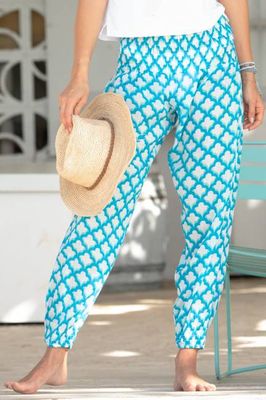 Harem Trousers | Tile Print Turquoise