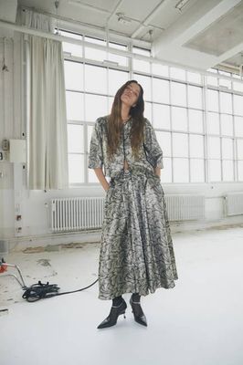 Lollys Laundry Silver Jacquard Skirt