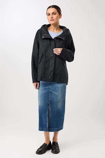 Outdoorjacke aus beschichtetem Leinen (Navy)