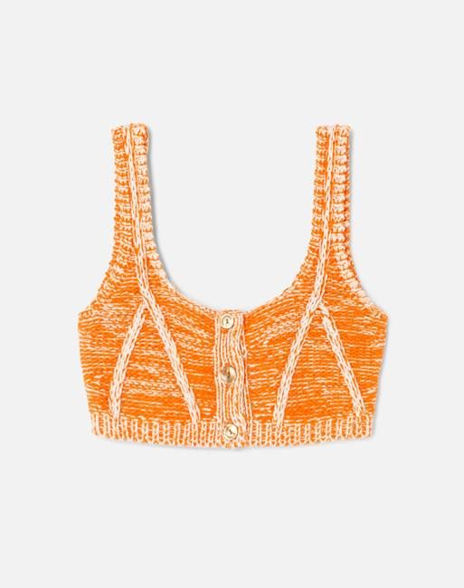Button Front Bra Top - Orange Combo Size L