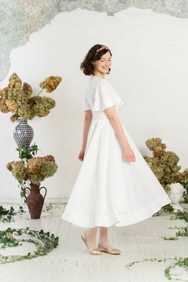 Maxi Butterfly Sleeve  Dress, Short Sleeve, White Magnolia