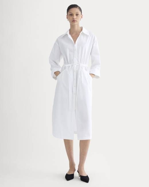 The Drawcord Shirtdress in Ultrasoft Cotton | White