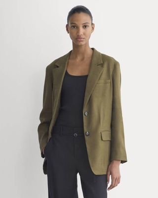 The Oversized Blazer in Stretch Linen | Beech