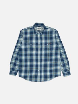 Julian Worker Shirt Checked Indigo shirt | Nudie Jeans