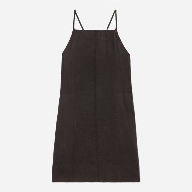 The Linen Apron Dress | Black
