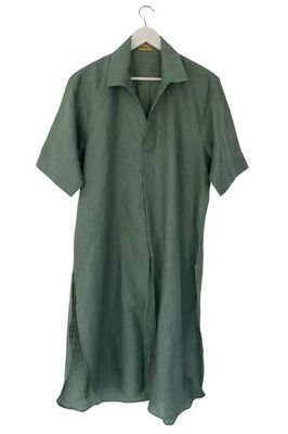 NEW! Linen Collar Kurta Tunic Eucalyptus Green