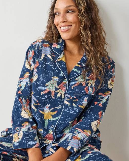 Figure Skaters - Lightweight Flannel Long PJ Set - Frozen Pond
