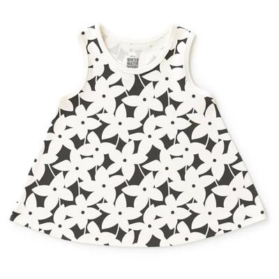 Iris Baby Tunic - Pinwheel Flowers Charcoal