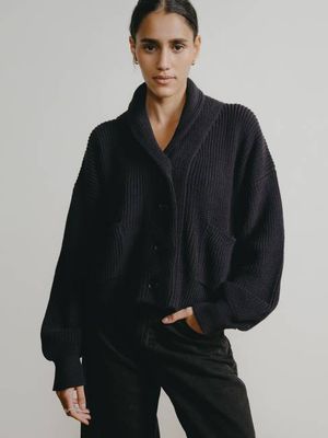 Sloan Cardigan, Organic Tanguis Cotton, Navy