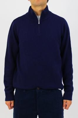 Merino Wool Men's Quarter Zip Jumper | Navy/Grey