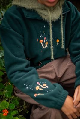 Hand Painted Mushroom 3/4 zip fleece (Limited Edition)