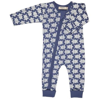 Zip Romper - Turtles, Indigo