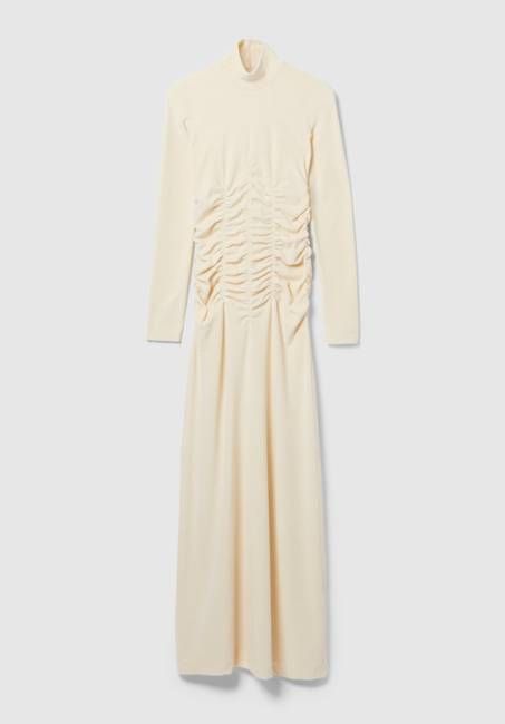 High Neck Ruche Velvet Dress