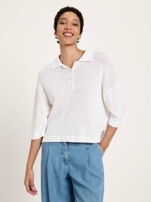 Half-sleeved sweater with polo collar