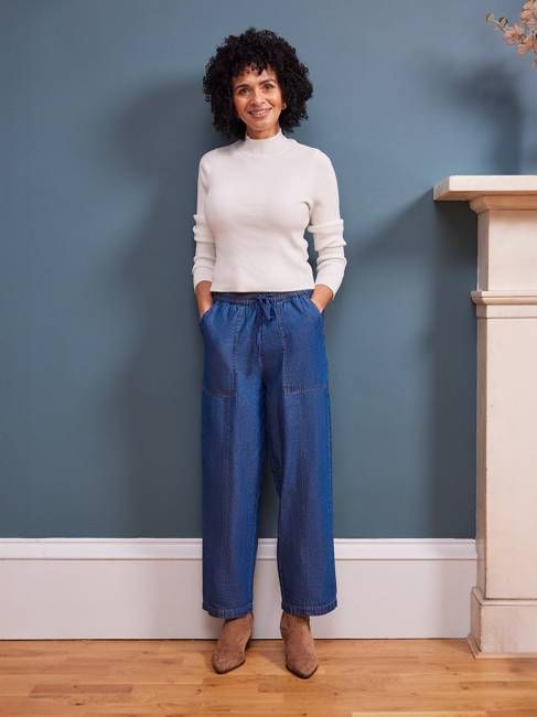 Lynn Drawcord Waist Trouser - Denim