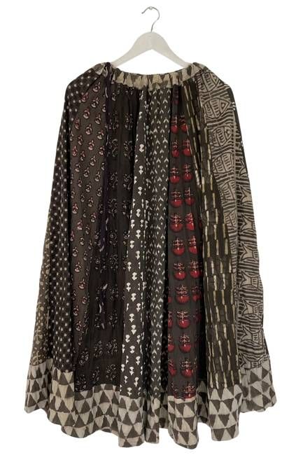 NEW! Flared Cotton Blockprint Patchwork Skirt No. 11