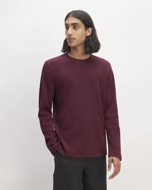 The Waffle Long-Sleeve Crew | Burgundy