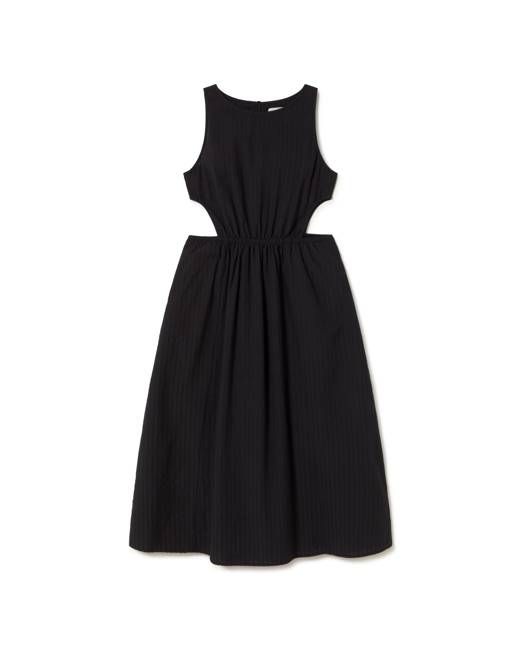 Thinking Mu Seersucker Cut Out Kin Dress