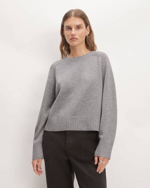 The Boxy Crew in Cashmere | Heathered Grey