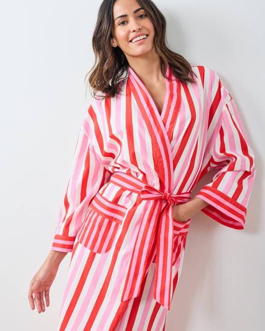 Taffy Stripes - Lounge Robe - Peppermint Swirl