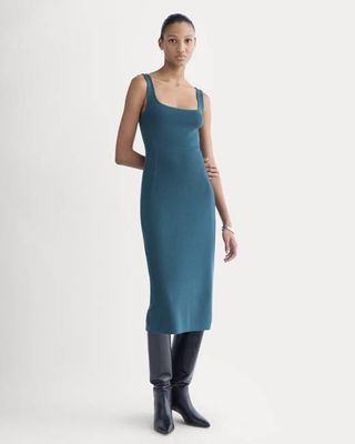 Knit Square-Neck Midi Dress | Reflecting Pond