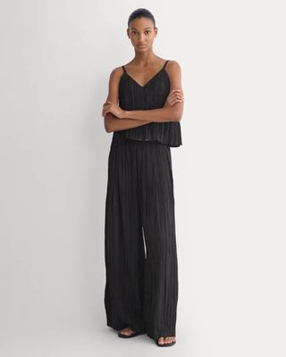 Crinkle Wide-Leg Pant | Black