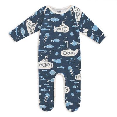 Footed Romper - Submarines Navy & Blue