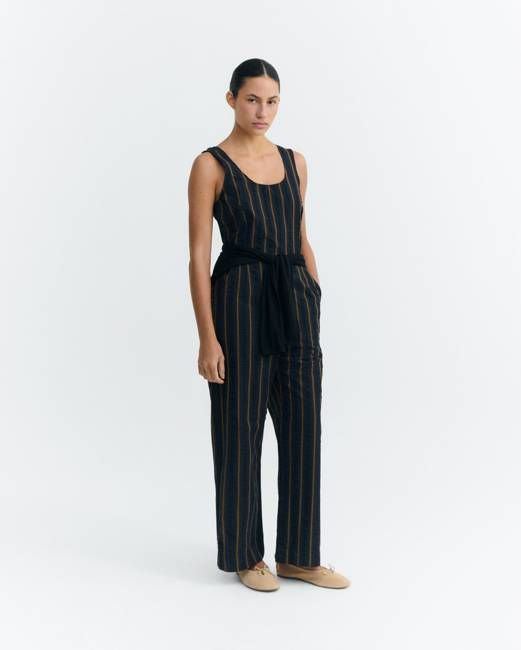 Raflesia striped seersucker jumpsuit
