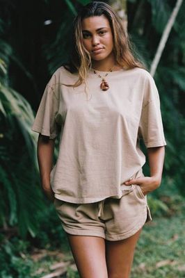 Coast Oversized Boyfriend Tee - Latte Cotton Jersey