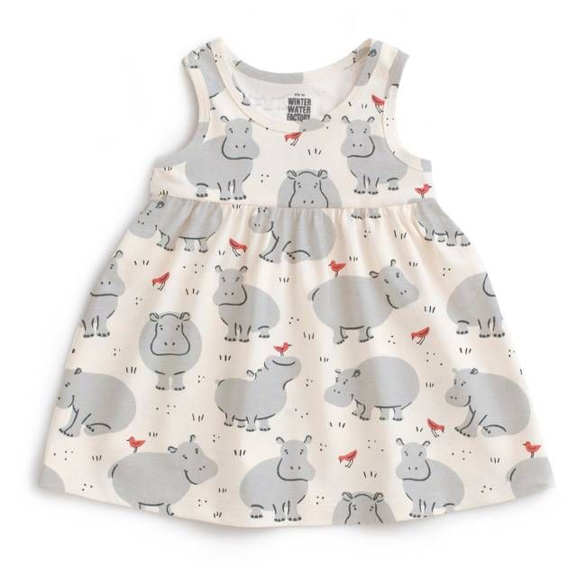 Alna Baby Dress - Hippos Grey