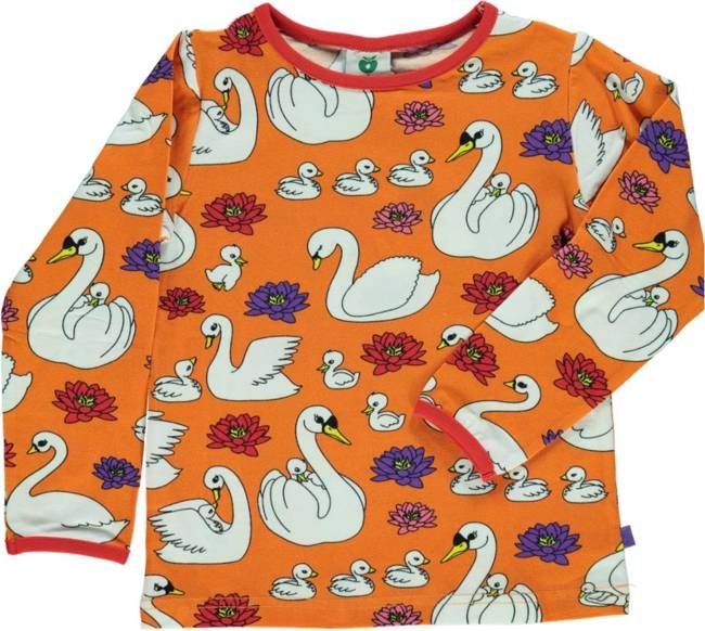 Long-sleeved blouse with swans