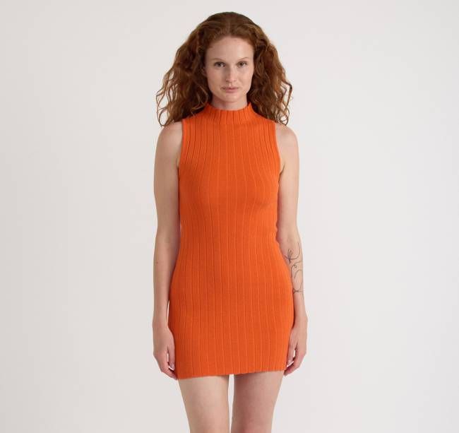 Organic Basics Soft Knit Rib Mock Neck Dress