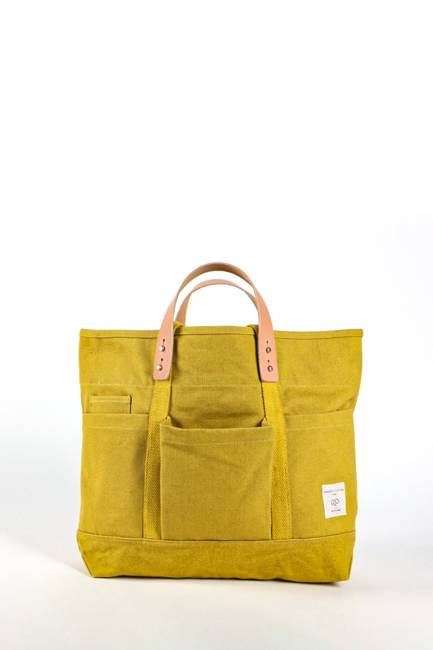 Canvas Construction Tote in Chartreuse