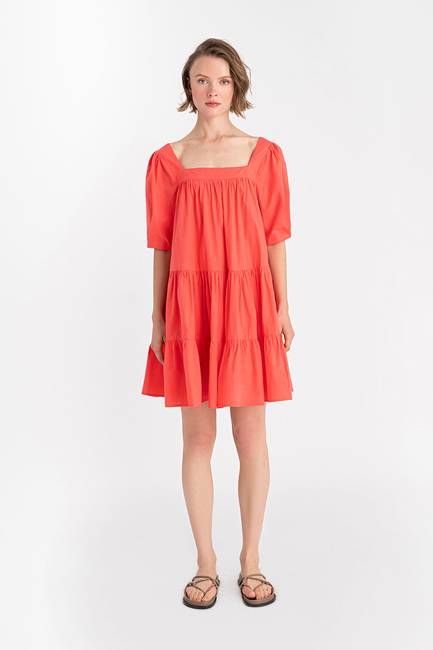 Mini Square Neck Dress - Cotton Poplin