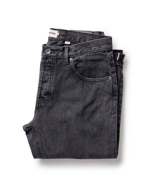The Slim Jean in Washed Black Organic Slub Selvedge