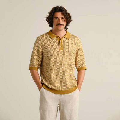 DEDICATED - Knitted Polo Nogersund Bronze Yellow