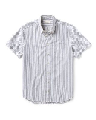 The Short Sleeve Jack in Steel Blue Stripe Seersucker