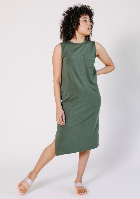 Sophie Tank Jersey Dress - Moss