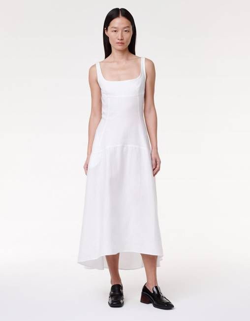 Seamed Bodice Dress | White