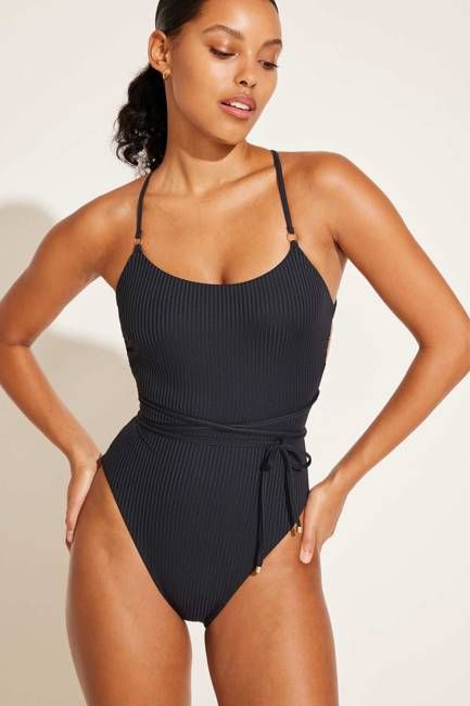 Yara Wrap One Piece - Black EcoRib