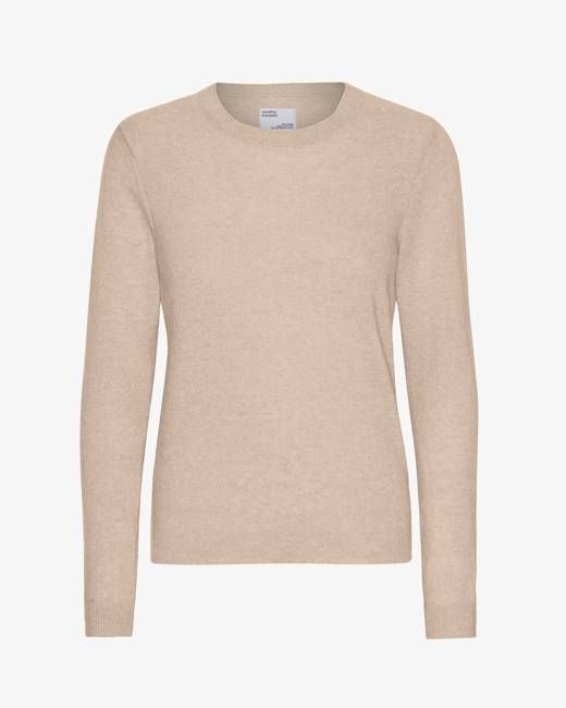 Women Light Merino Wool Crew - Ivory White