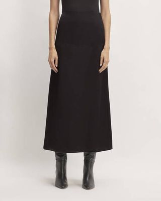 The Hammered Satin Slip Skirt | Black